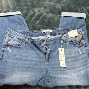 Celebrity Pink Women's Medium Blue Distressed Boyfriend Jeans Size 24